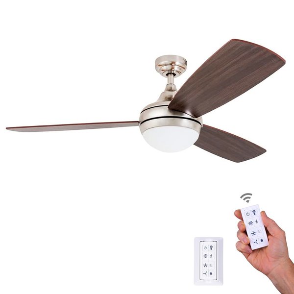 Prominence Home Calico, 52 in. Ceiling Fan with Light & Remote Control, Brushed Nickel 80035-40